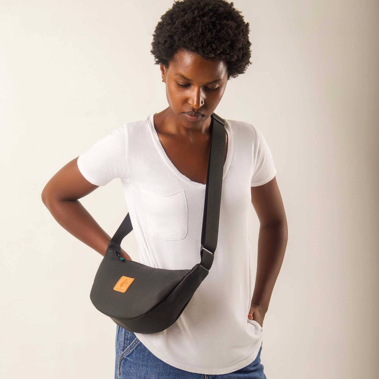 Round Mini Vegan Leather Shoulder Bag - Vegan Leather Purse